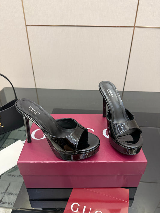 GG 26s Sandal 12cm Black Patent Leather 828219