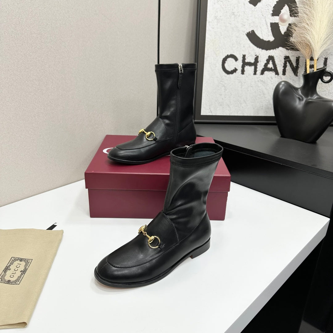 GG Jordaan Horsebit Ankle Boots 2.5 Black Sheepskin 626775