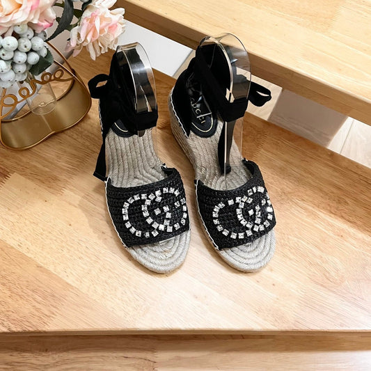 GG Women High Sandal Shoes Black