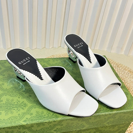 GG Women's Heeled Sandals White