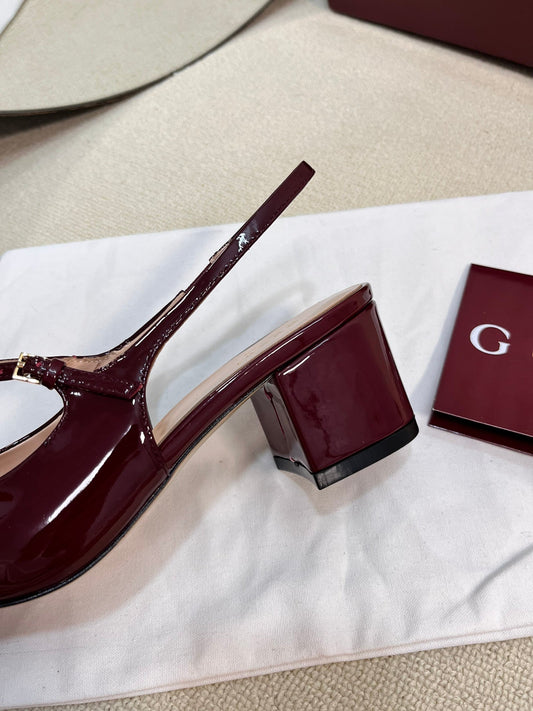 GC Horsebit Slingback 60mm Rosso Ancora red Patent Leather 294589