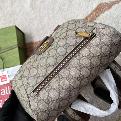 GG Supreme Skateboard Backpack Brown Beige Leather Canvas
