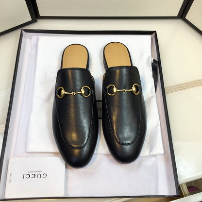 GG SLIPPER PRINCETOWN BLACK CALFSKIN