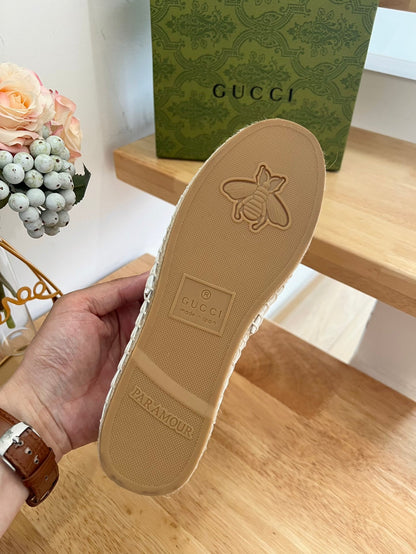 GG 26ss Loafer White Straw Sheepskin 692194
