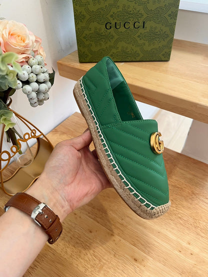 GG 26ss Loafer Green Straw Sheepskin 692197