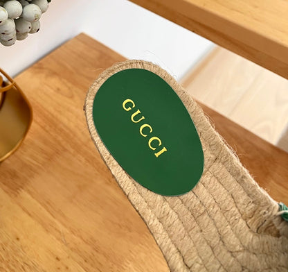GG 26ss Slide Green Canvas Sheepskin 692201