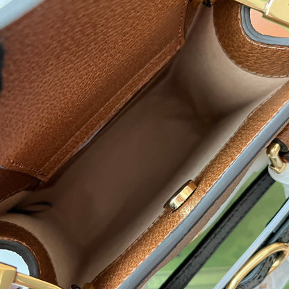 Gucci Diana Bamboo Mini Tote Bag Brown Lambskin 240107