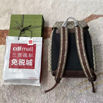 GG Supreme Skateboard Backpack Brown Beige Leather Canvas