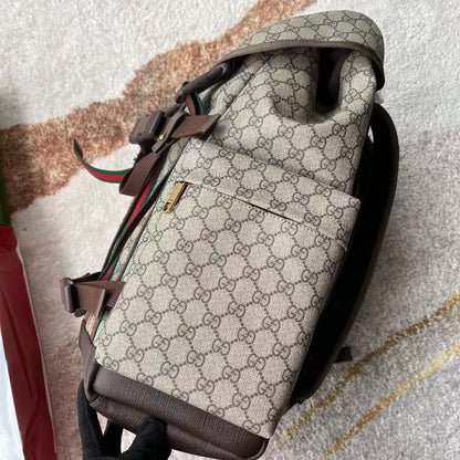 GG Supreme Skateboard Backpack Brown Beige Leather Canvas