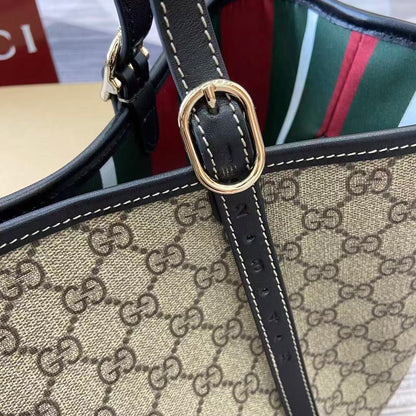 GG Emblem Maxi Tote Bag Beige & Dark Brown Monogram Coated Fabric
