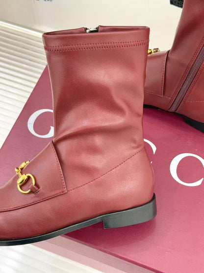 GG 2025 Jordaan Ankle Boot Burgundy mix Black Calfskin
