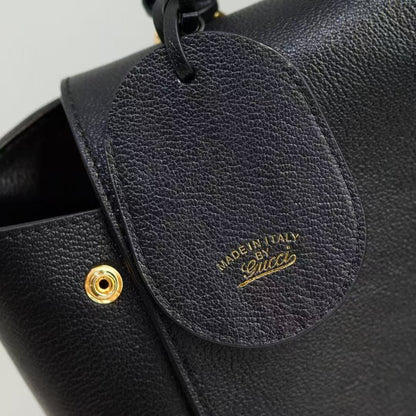GG Paparazzo Large Top Handle Bag 37cm Black Leather