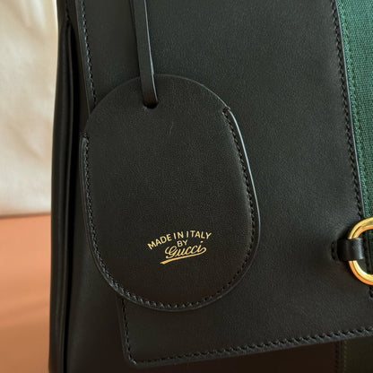 GG Paparazzo Medium Top Handle Bag 32cm Black Leather
