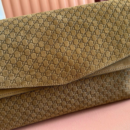 GG Large GG Chain Shoulder Bag Brown Suede