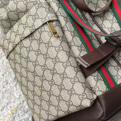 GG Supreme Skateboard Backpack Brown Beige Leather Canvas
