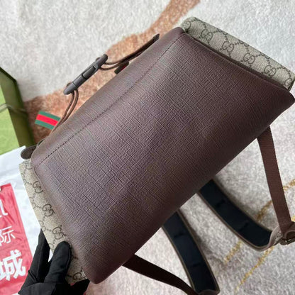 GG Supreme Skateboard Backpack Brown Beige Leather Canvas