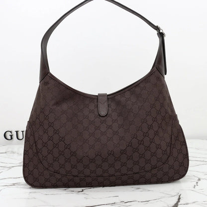 Gucci 2026 Jackie 1961 40cm Dark Brown Canvas Leather