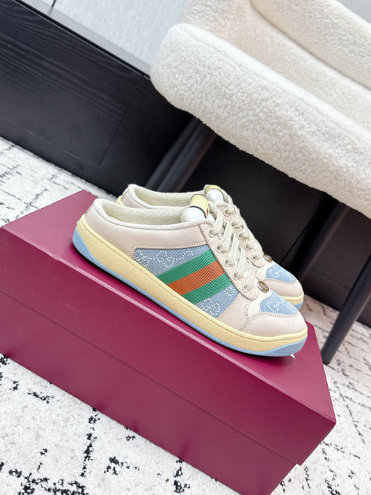 GG Screener Sneaker White Blue Mesh Leather 769552