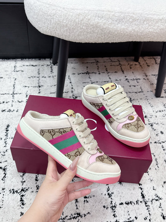 GG Screener Sneaker White Pink Mesh Leather 769553