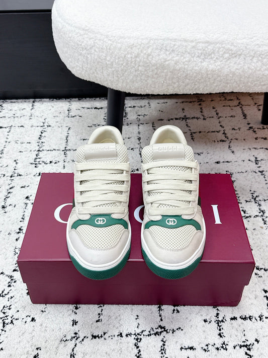 GG Screener Sneaker White Dark Green Mesh Leather 769554