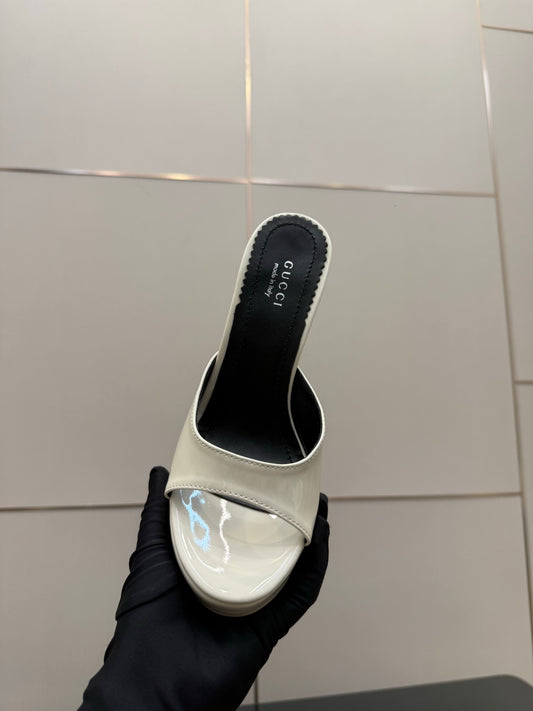 GG 26s Sandal 12cm White Patent Leather 828218