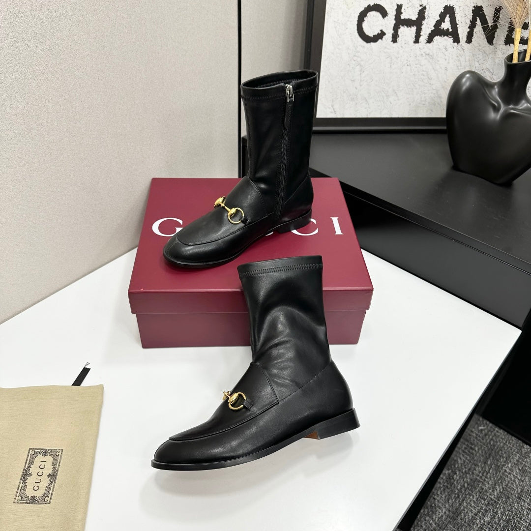 GG Jordaan Horsebit Ankle Boots 2.5 Black Sheepskin 626775