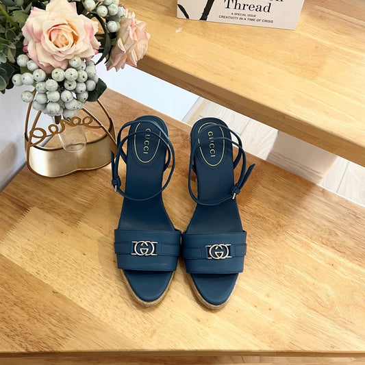 GG 26ss Platform Wedge Sandals 9cm Blue 692205