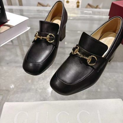 GG Women's Loafer Pump 55mm Horsebit Black  Soft Cowhide 502606
