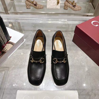 GG Women's Loafer Pump 55mm Horsebit Black  Soft Cowhide 502606