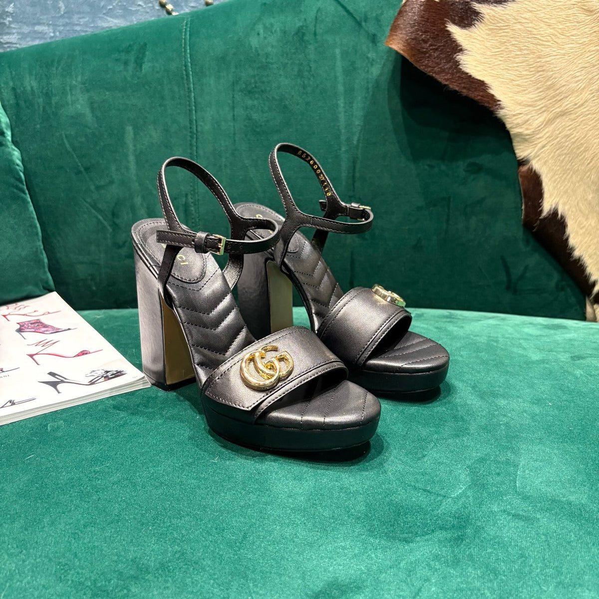 GG Platform Sandals With The Double G Black Leather 741240