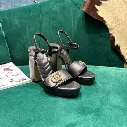 GG Platform Sandals With The Double G Black Leather 741240