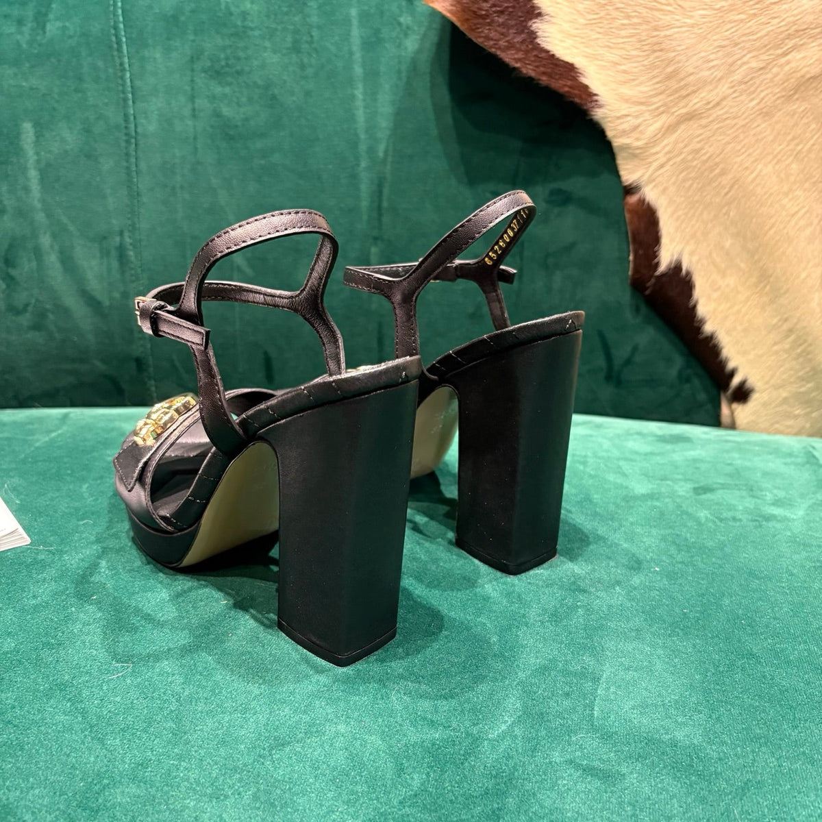 GG Platform Sandals With The Double G Black Leather 741240