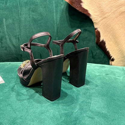 GG Platform Sandals With The Double G Black Leather 741240