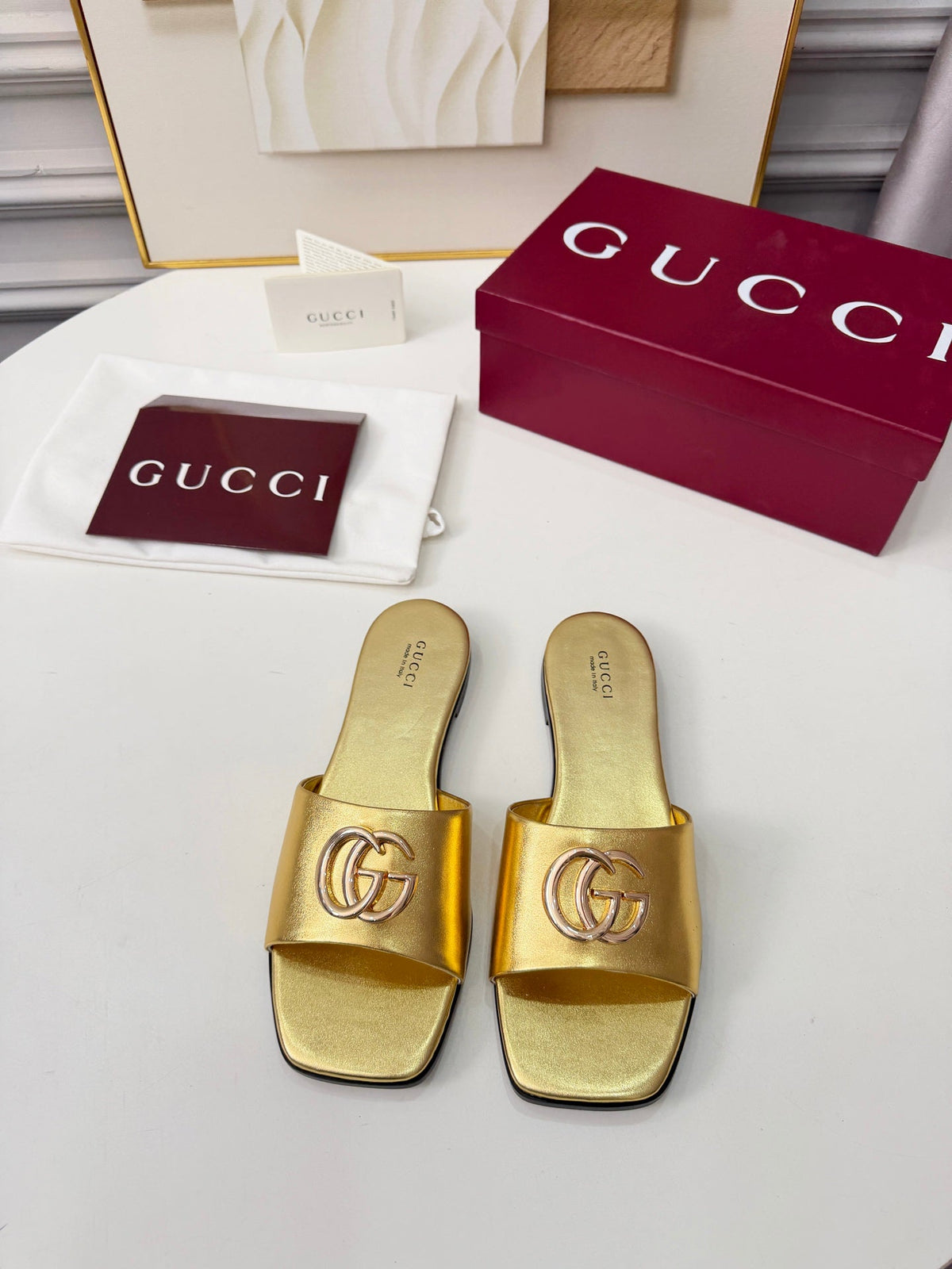 GG 2026 Early Spring Mule Gold Sheepskin 688517