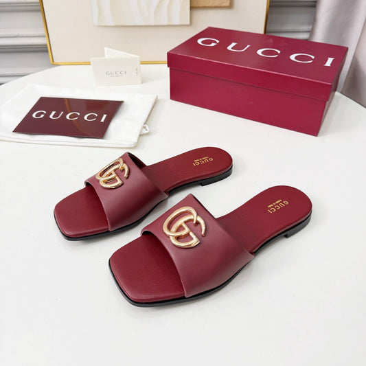 GG 2026 Early Spring Mule Burgundy Sheepskin 688520
