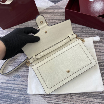 GG Dionysus Chain bag 20cm White Grained Leather 339613