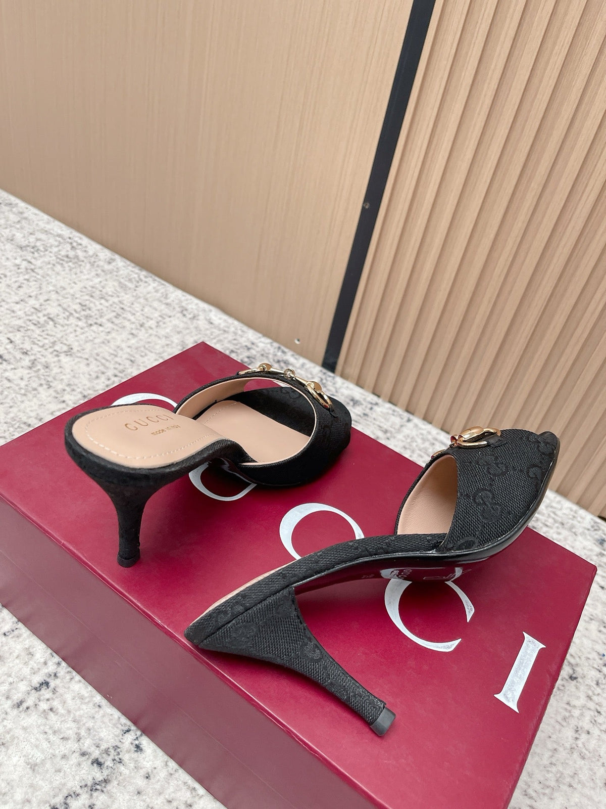 GG Sandal With Horsebit 8.5cm Black Canvas 752226