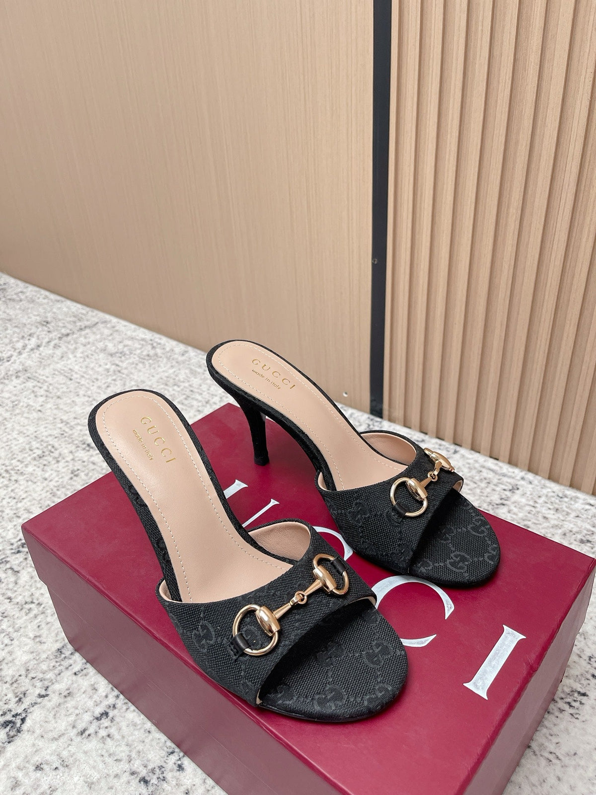 GG Sandal With Horsebit 8.5cm Black Canvas 752226