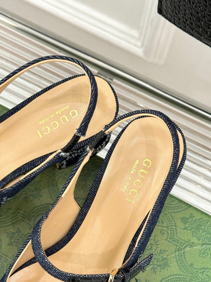 GC Horsebit Slingback Pump Dark Blue Denim 412733