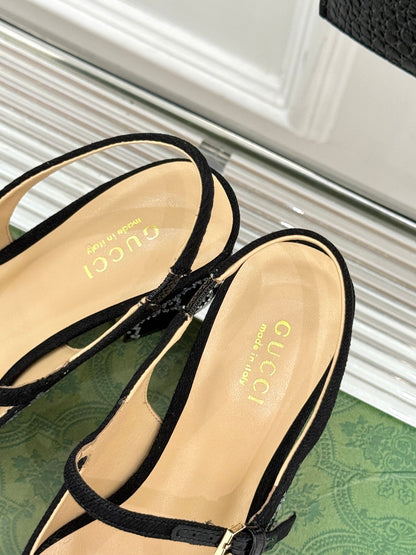 GC Horsebit Slingback Pump Black Denim 412736