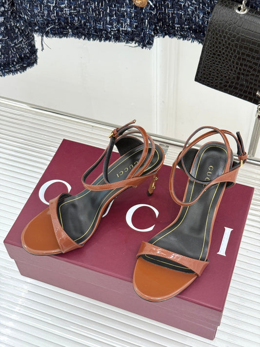 GG Castello Sandals 7.5cm Brown Leather 886485
