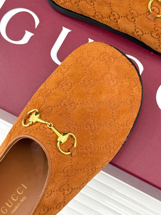 GG Mule With Horsebit Orange Suede 905743