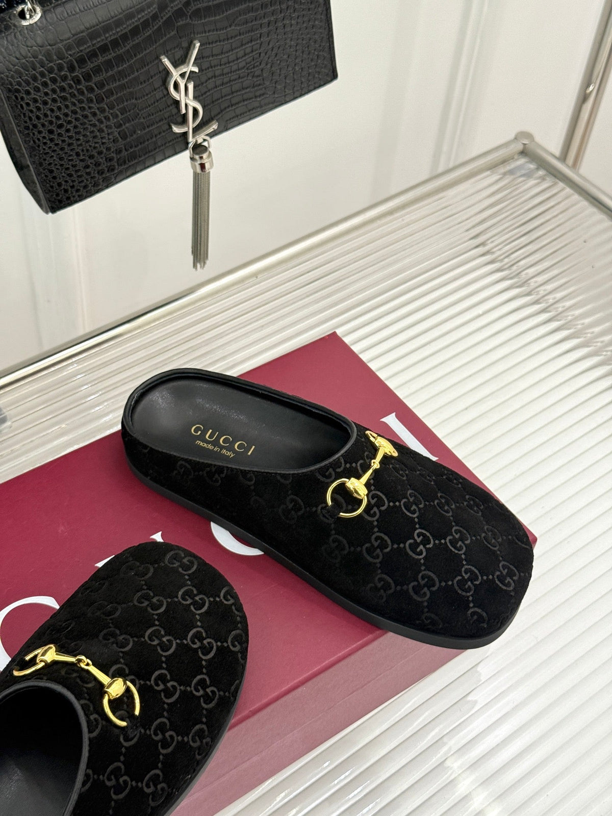 GG Mule With Horsebit Black Suede 905747