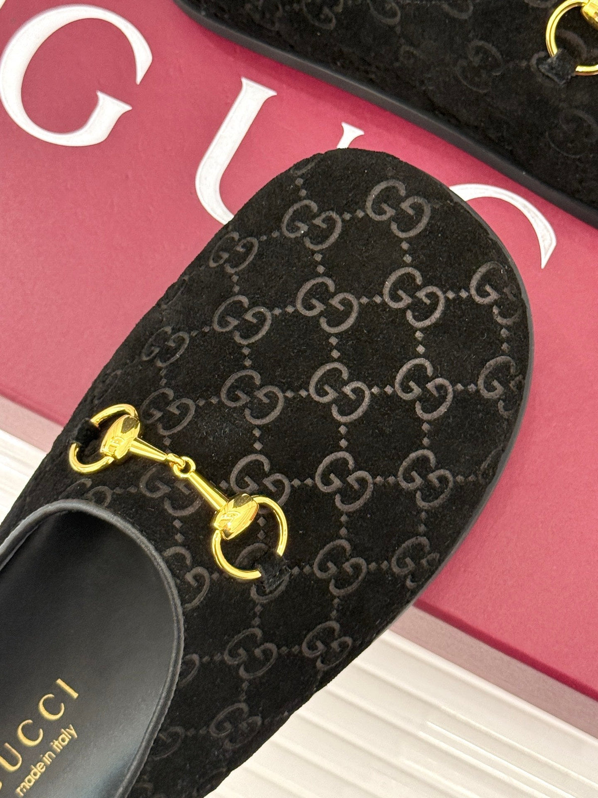 GG Mule With Horsebit Black Suede 905747