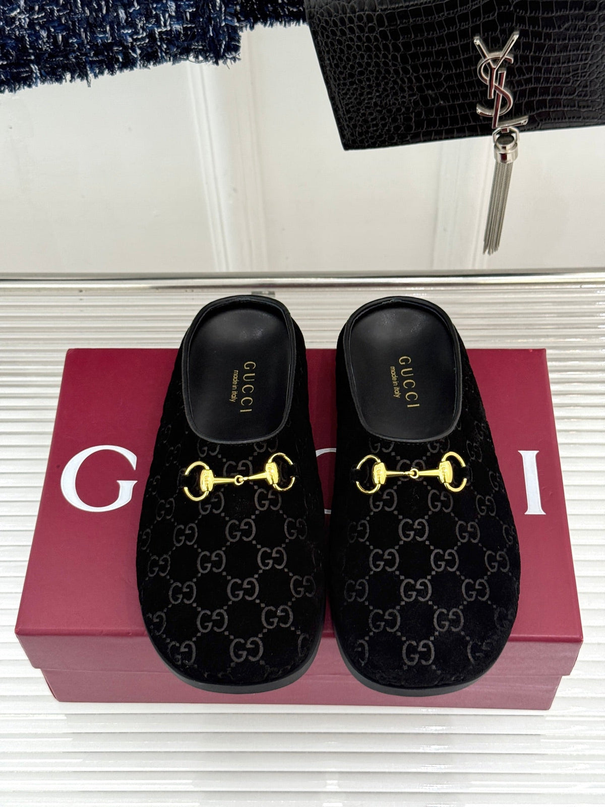 GG Mule With Horsebit Black Suede 905747