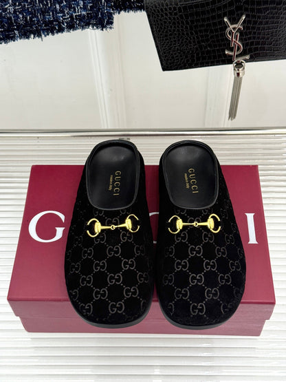 GG Mule With Horsebit Black Suede 905747