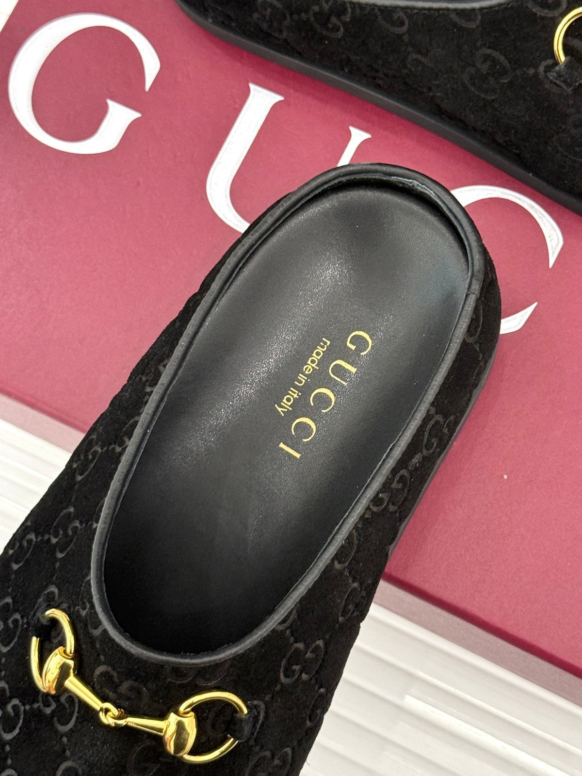GG Mule With Horsebit Black Suede 905747