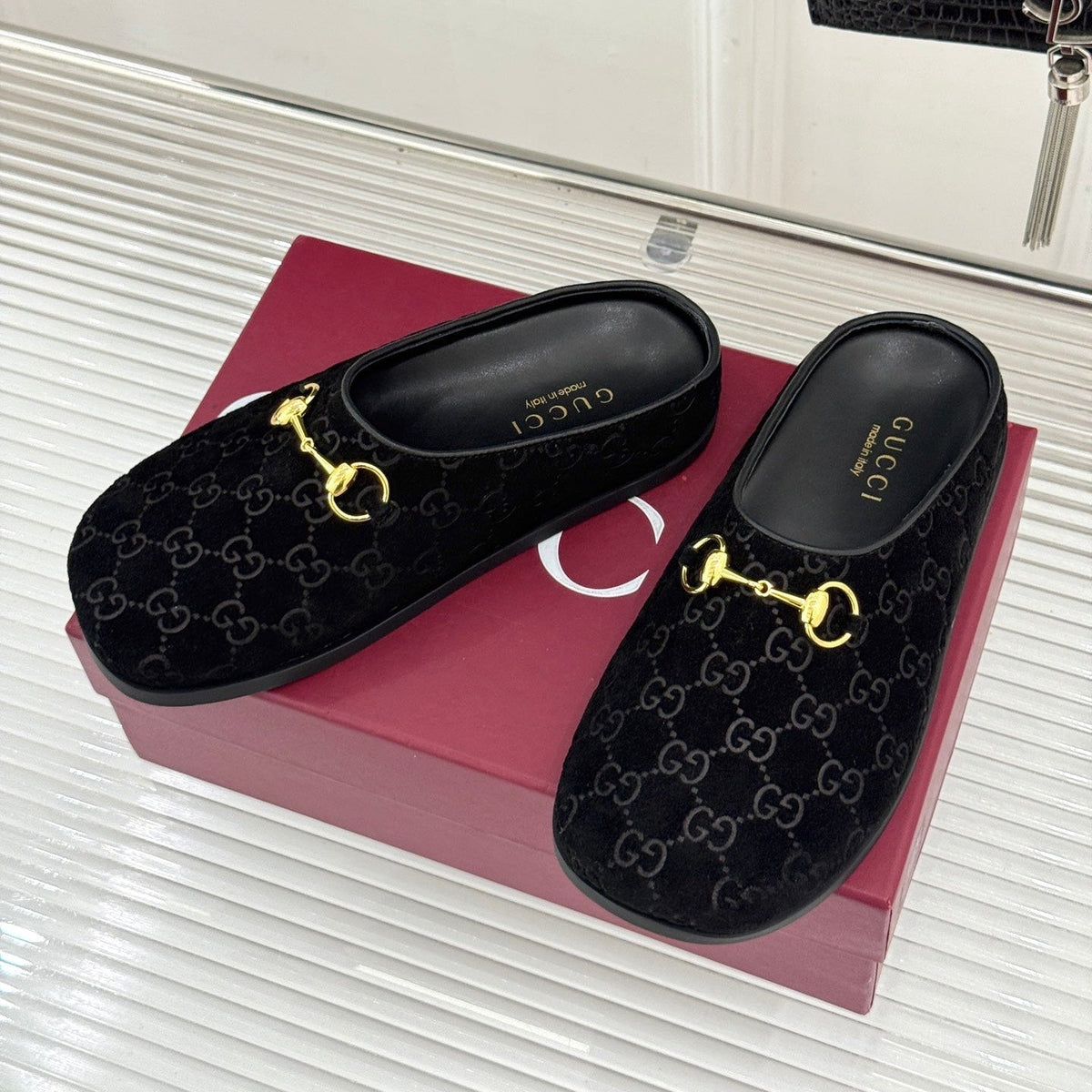 GG Mule With Horsebit Black Suede 905747