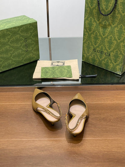 GG HIGH SLINGBACK 4.5 CM IN DIJON YELLOW GLOSSY CALFSKIN
