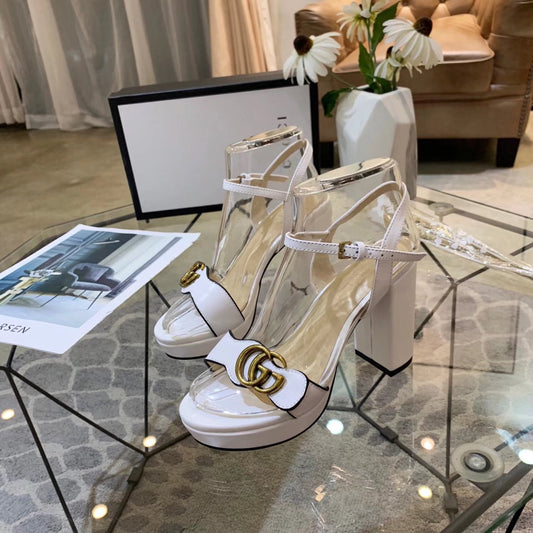 GG 26s Marmont Sandals 10cm Sandals White Leather 926705